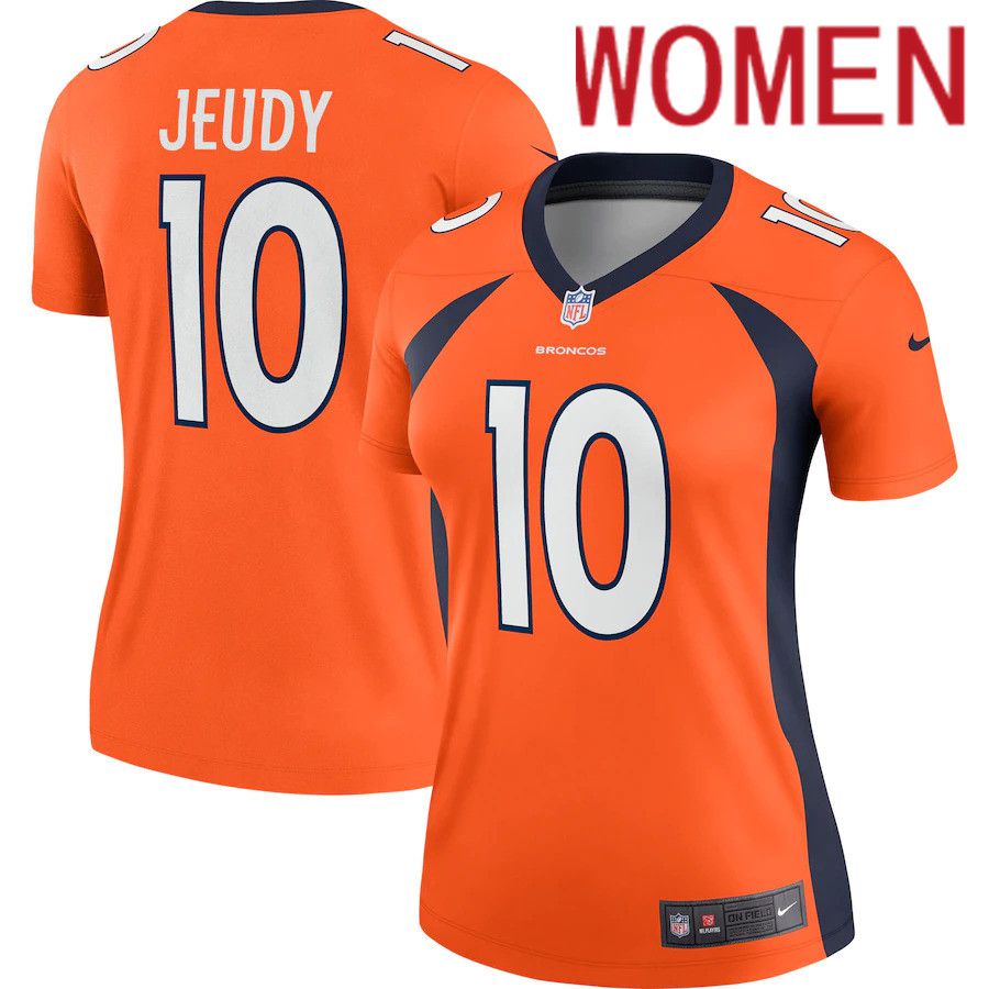 Women Denver Broncos #10 Jerry Jeudy Nike Orange Legend NFL Jersey->women nfl jersey->Women Jersey